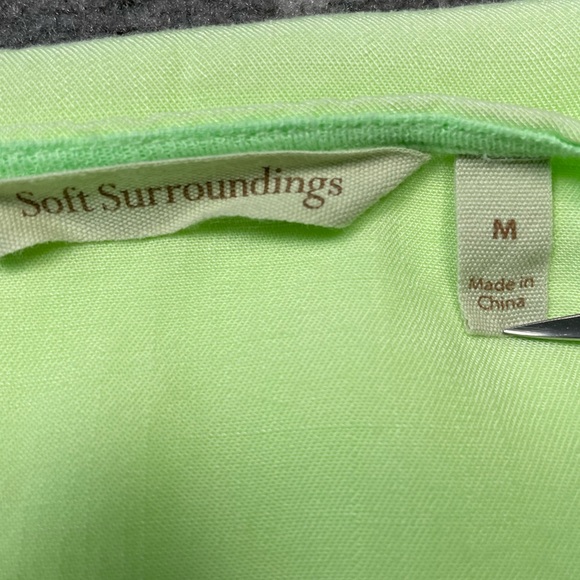 Soft Surroundings Bright Green Ruffle Sleeve Top Size Medium - Picture 3 of 8